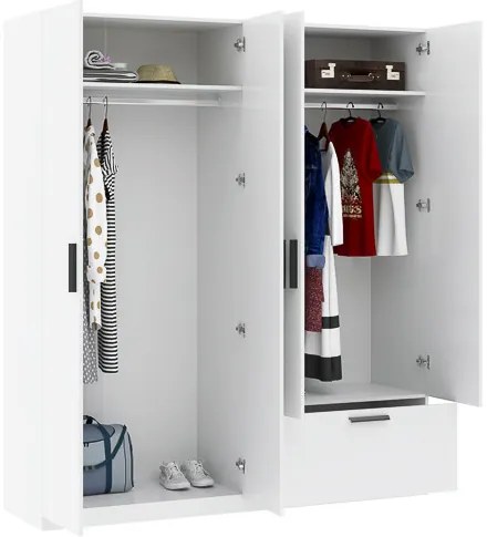 LITA Gardróbszekrény Fehér Színben Tükörrel 180 cm