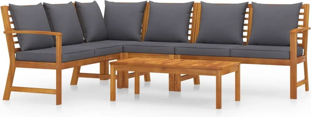 vidaXL 5 részes tömör akácfa kerti ülőgarnitúra párnával