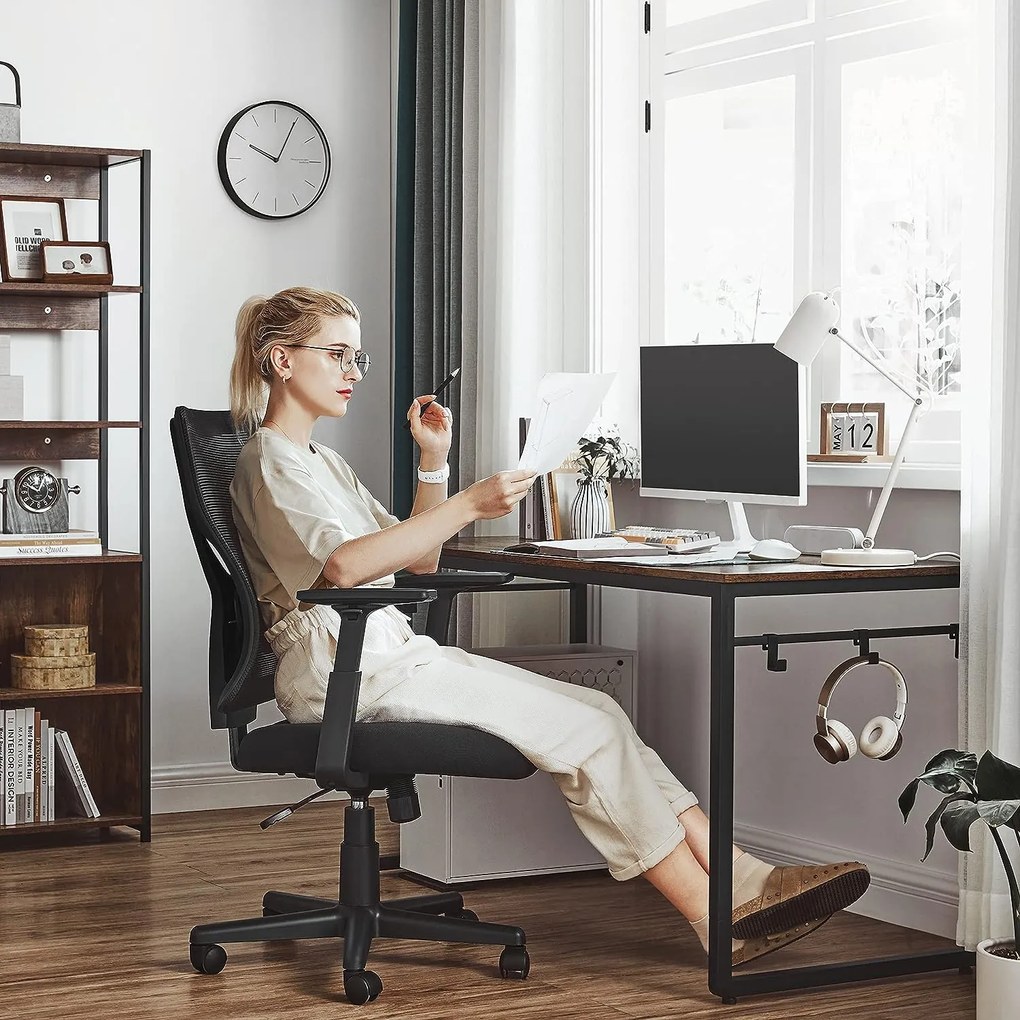 SONGMICS hálós irodai szék, ergonomikus forgószék, fekete