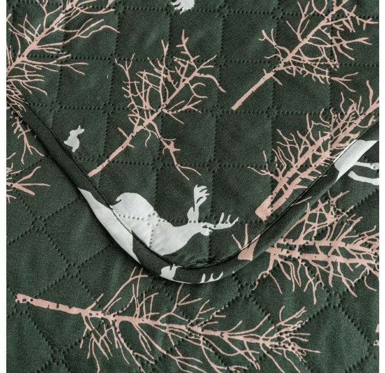 Ágytakaró OAK DEER sötétzöld Méret: 170 x 210 cm