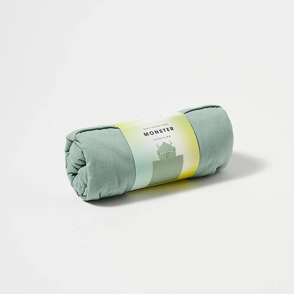 Monster zöld, kapucnis gyerek strandtörölköző, 3-6 éves korig - Sunnylife