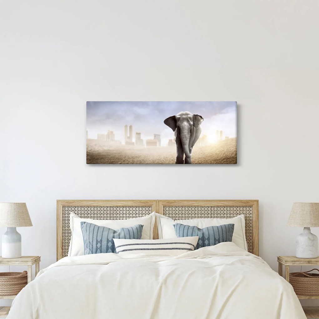 Kép - Elefánt egy nagyvárosban (120x50 cm)