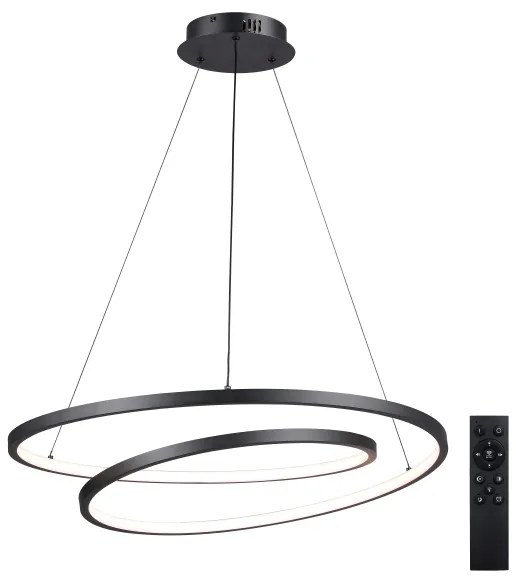 Brilagi-LED Dimmelhető függőlámpa TWISTER LED/75W/230V átm. 70 cm fekete + távirányító