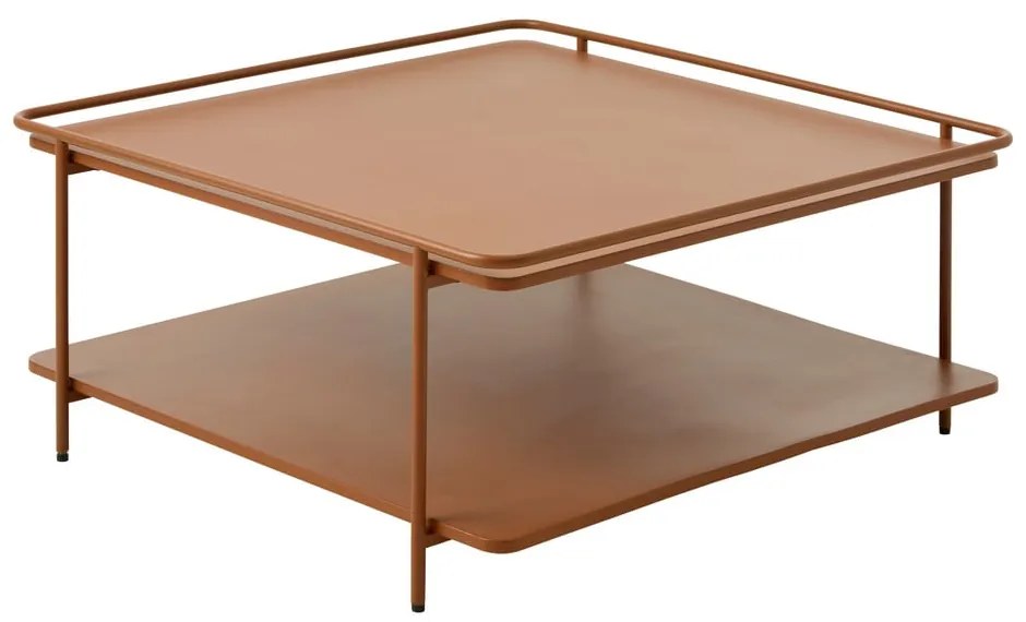 Terrakotta színű fém dohányzóasztal 75x75 cm Yuba – Unique Furniture