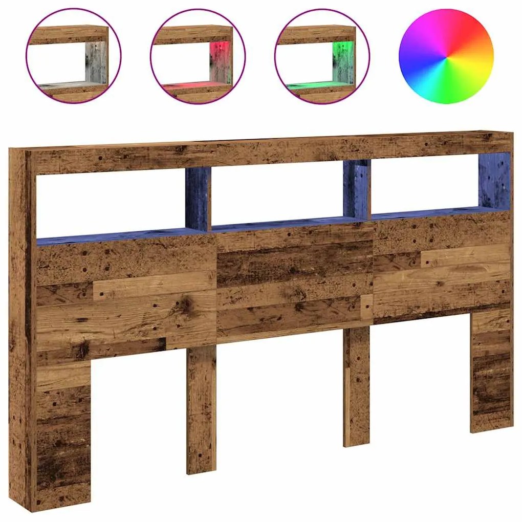 antik fa áthidalószekrény LED-világítással 180 x 17 x 102 cm