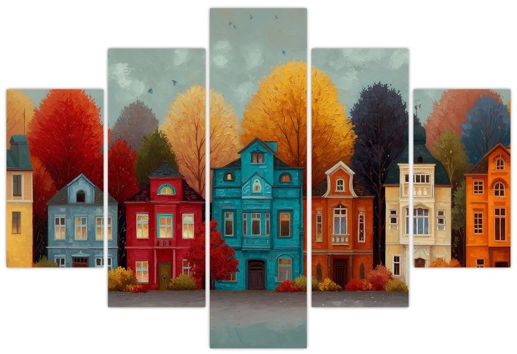 Kép - Festett őszi város (150x105 cm)