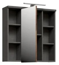 Fali fürdőszobai tükörszekrény VENOM antracit/barna