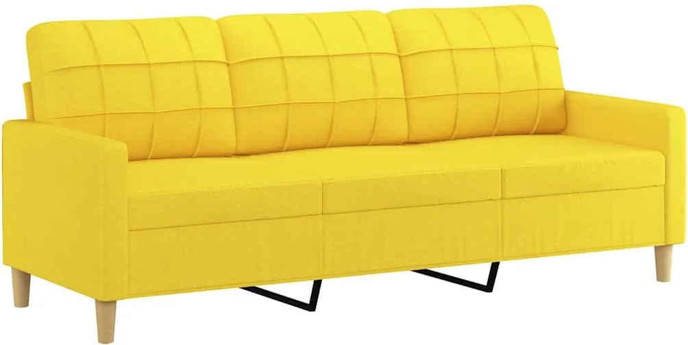 vidaXL 3 személyes világossárga szövet kanapé 180 cm