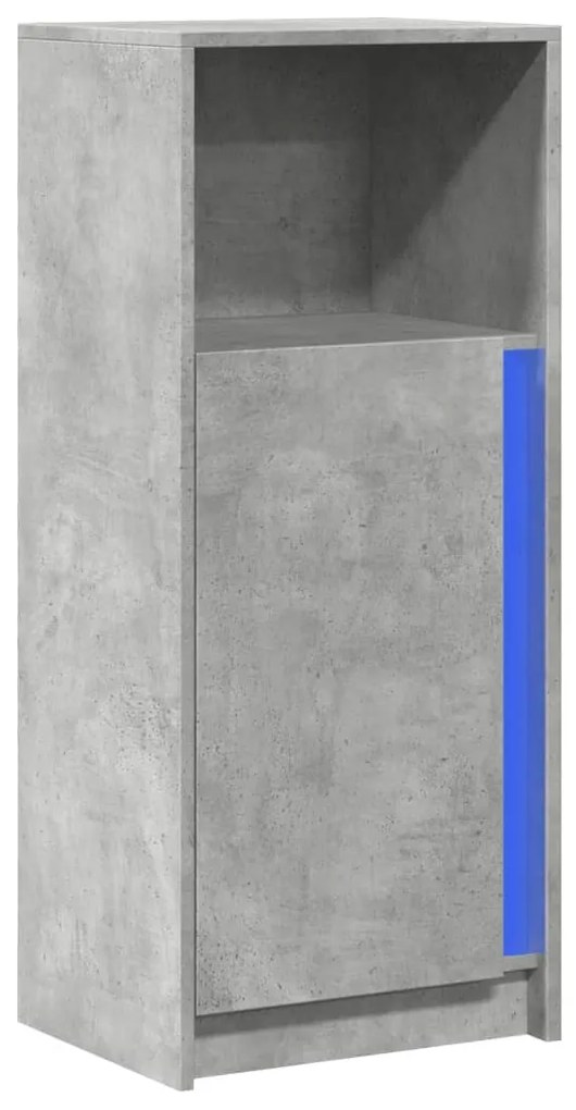 betonszürke szerelt fa LED-es tálalószekrény 42,5 x 34 x 100 cm