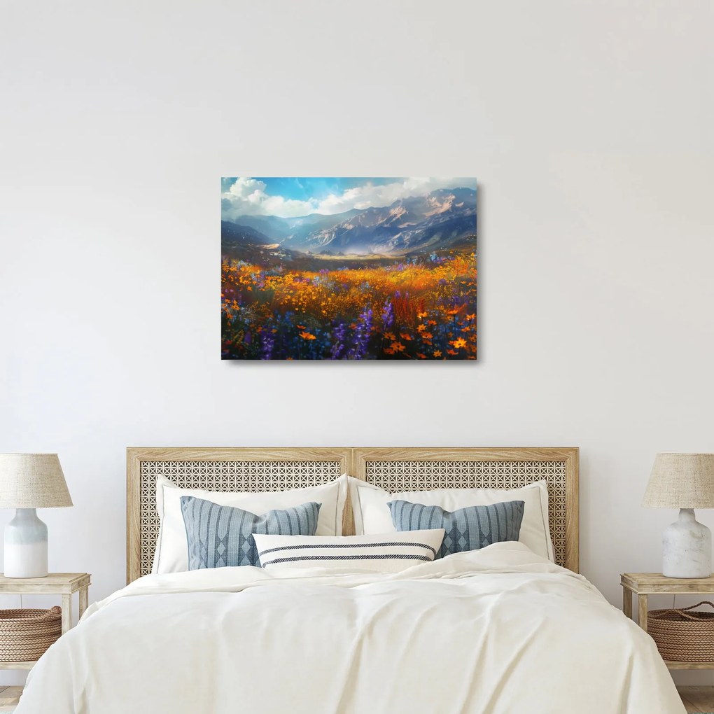 Üveg kép - Festett hegyi táj II. (70x50 cm)