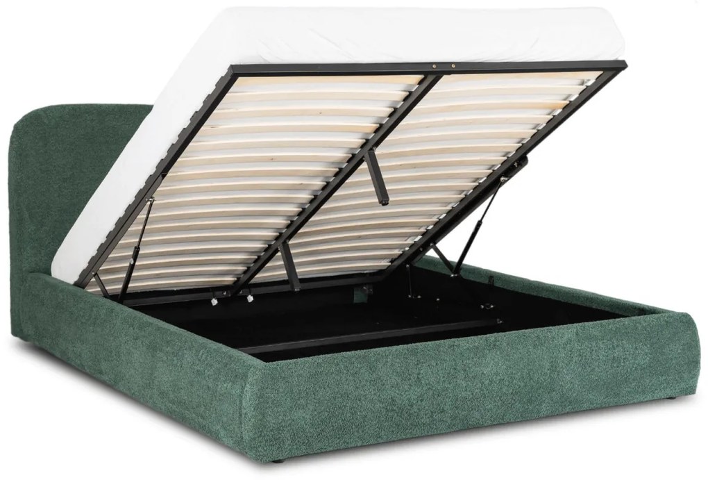 Kárpitozott Franciaágy Zöld Színben Ágynemütartóval. 160x200 BRISTOL