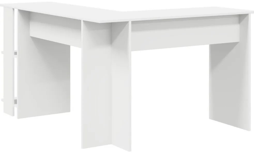 Sarokasztal tárolóval Fehér 140 x 113.5 x 75 cm Faanyag