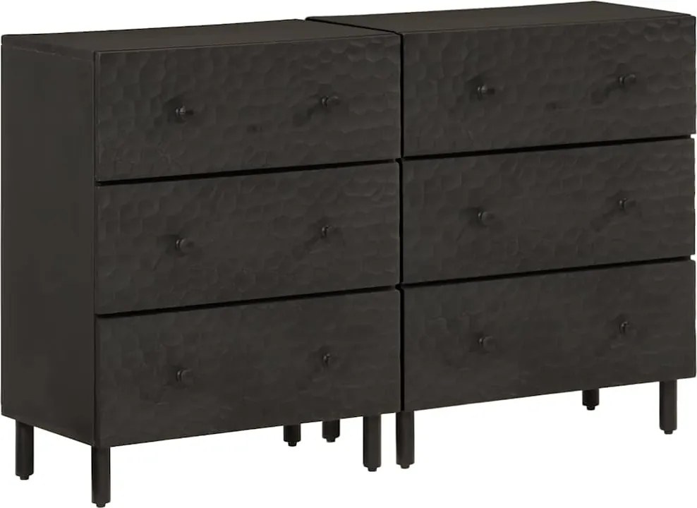 vidaXL 2 db fekete tömör mangófa tálalószekrény 60 x 33 x 75 cm