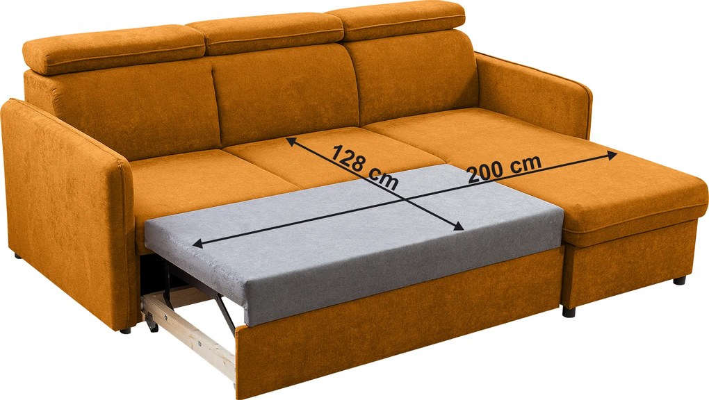 Kinyitható ülőgarnitúra, mustárszínű, ALECHANDRO A ROH