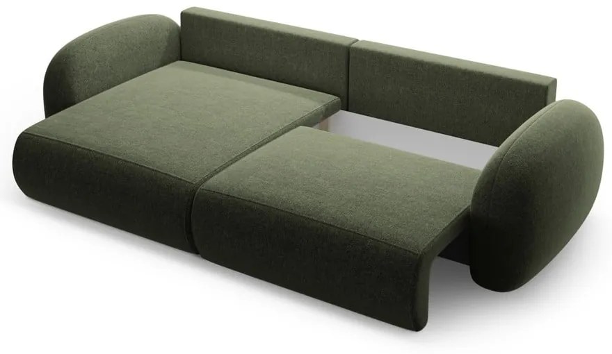 Zöld zsenília kinyitható-tárolóhelyes sarokkanapé Tonale – Cosmopolitan Design