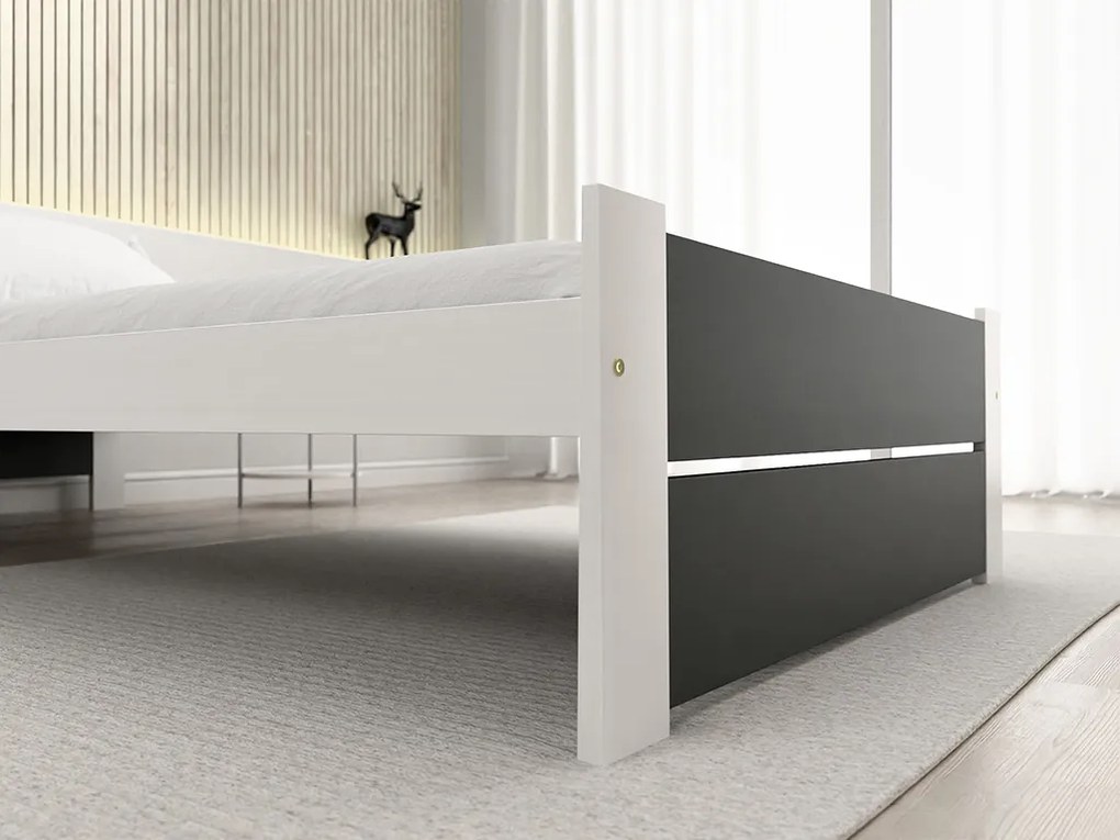 Ágy IKAROS DOUBLE 90 x 200 cm, antracit/fehér Matrac: Matrace Sommera 18 cm, Ágyrács: Deszkás ágyráccsal