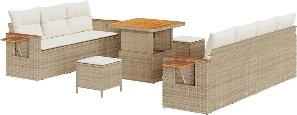 vidaXL Kerti Kanapé Szett párnával 10 pcs Beige és krém