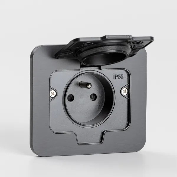 Solight 5B322B - Kültéri beépített padló aljzat IP55 fekete négyszögletes