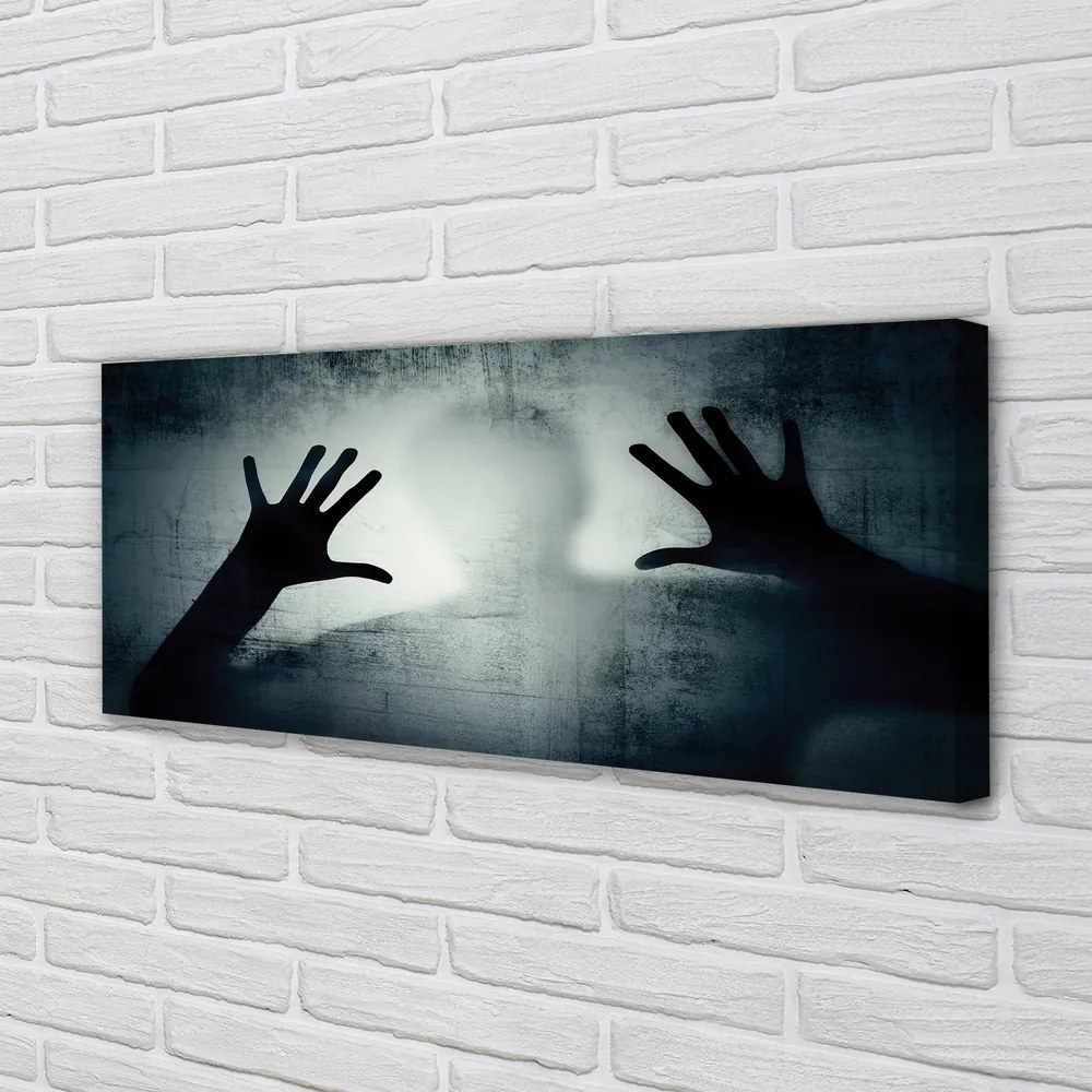 Canvas képek Árnyék kezek és a fej formáját 125x50 cm