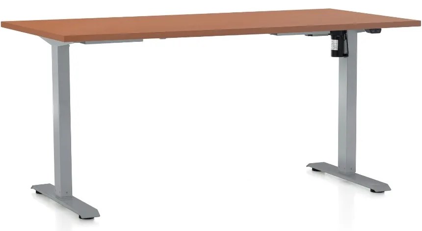 Állítható magasságú asztal OfficeTech A, 160 x 80 cm, szürke alap, cseresznye