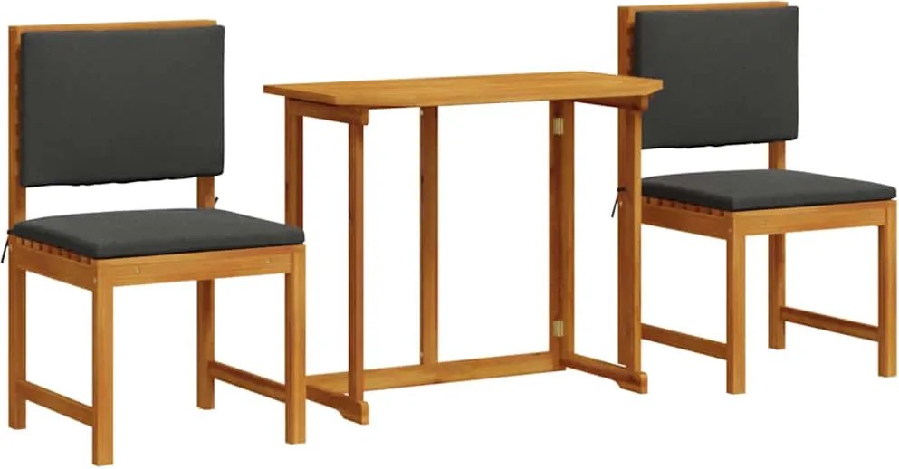 vidaXL Kert Bistro Készlet 3 pcs Barna Tömör Akácfa