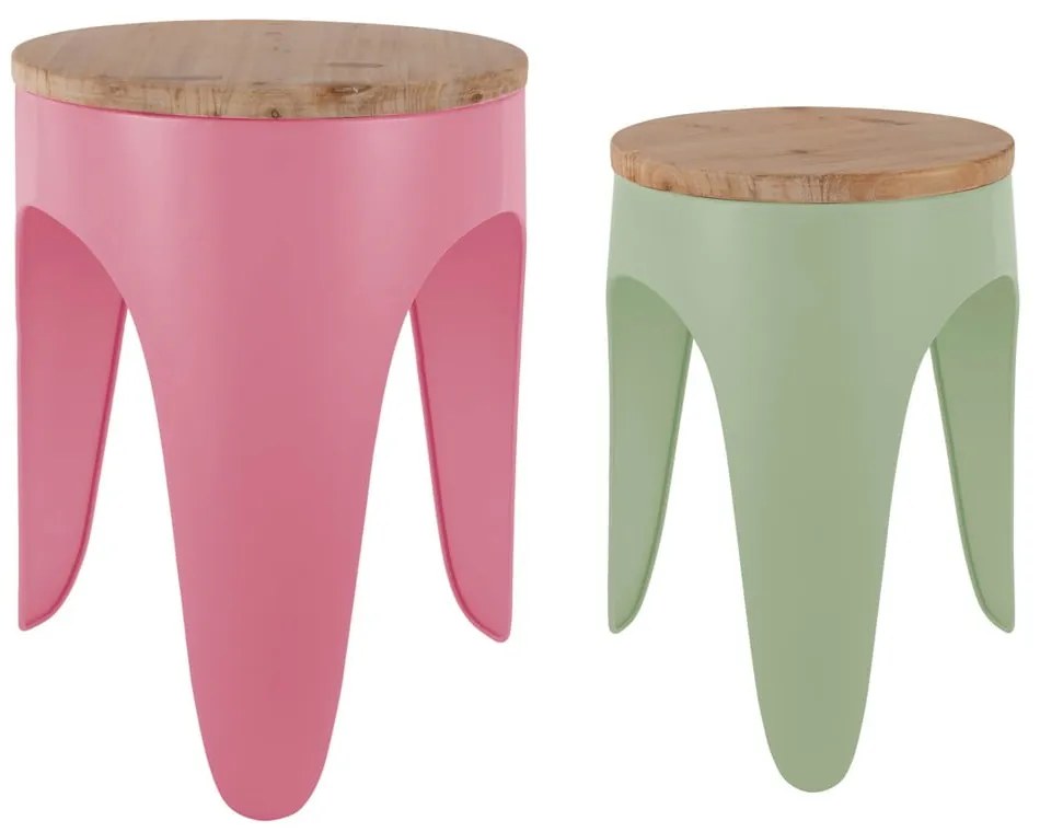 Zöld-rózsaszín fém ülőke szett 2 db-os Double Funky – Leitmotiv