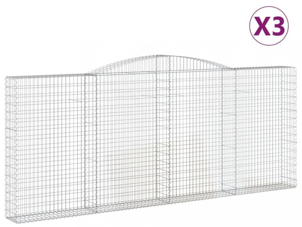 3 db íves horganyzott vas gabion kosár 400x30x160/180 cm