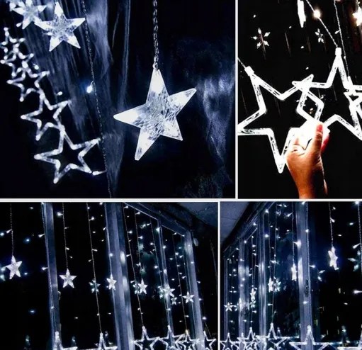 Fényfüggöny LED-es csillagok karácsonyfa hideg 120 4,7m