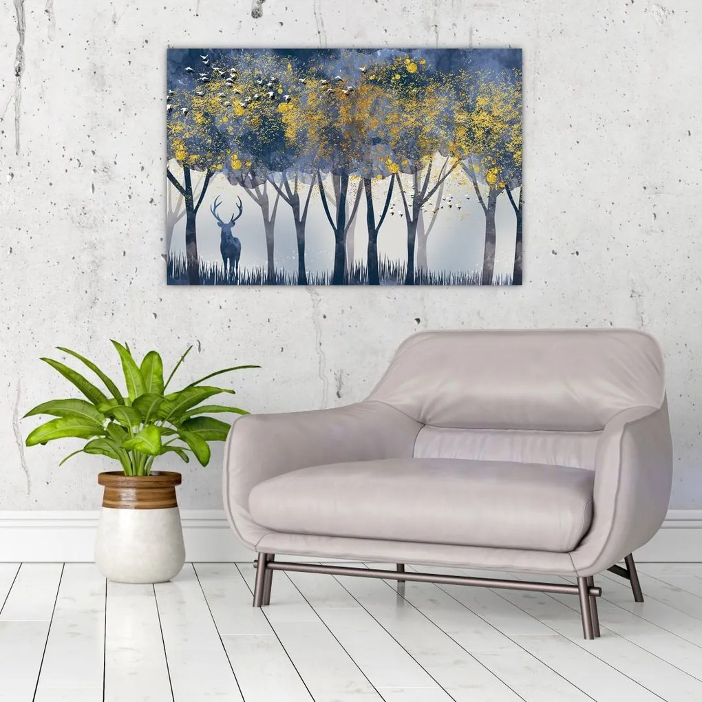 Kép egy szarvasról az erdőben (90x60 cm)