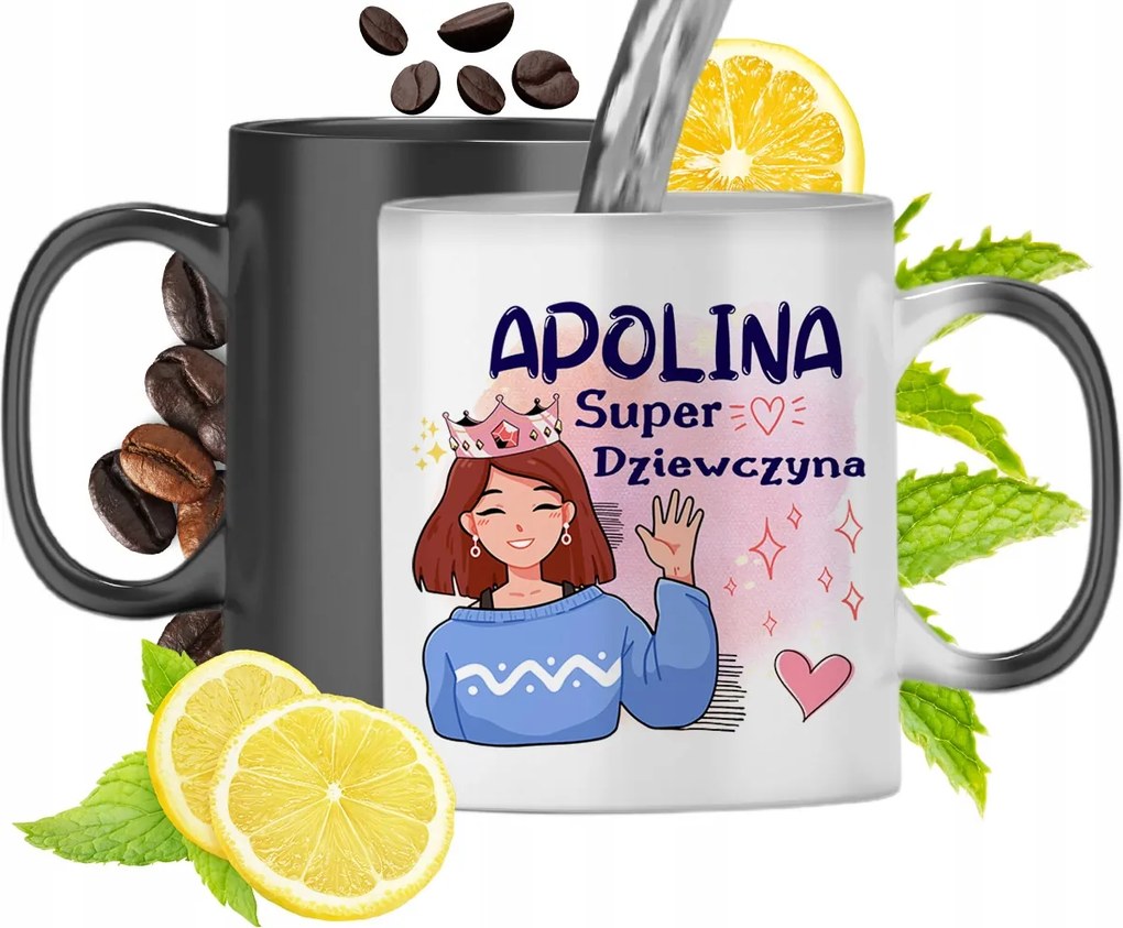 Mágikus bögre Apolina Fekete matt nyomott mintával 330ml