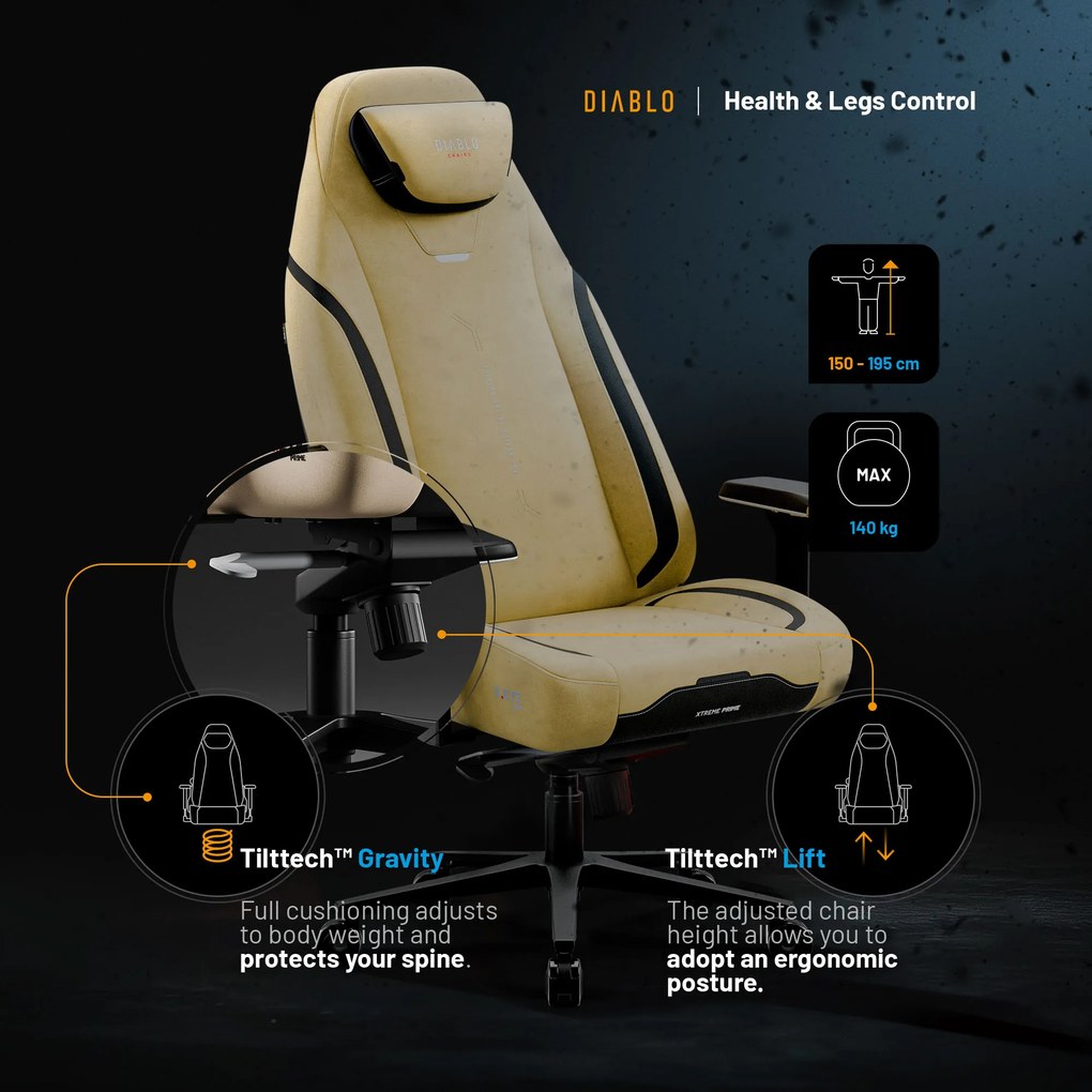 Gamer szék Normal Size arany-fekete: Diablo X-Eye Prime Broken Gold