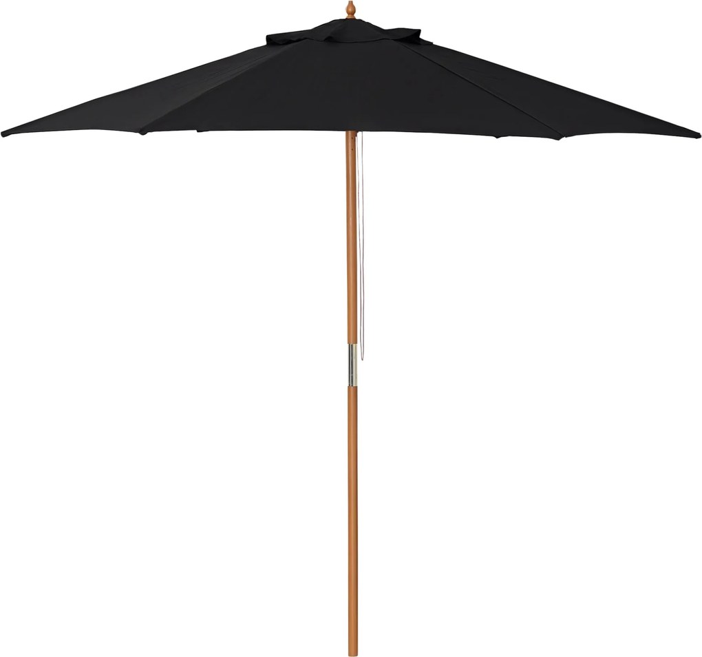 Outsunny Napernyő Ø 250 cm, Kábelmechanikás Napernyő Erkély Napernyő Strandernyő Bambuszból Szélálló Piacernyő Napvédelem erkélyre teraszra kertbe, Fe