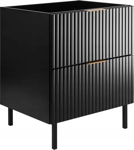 Fürdőszoba szekrény Álló Mosdó Alatt 60 Fekete Divatos Mdf front Lábak