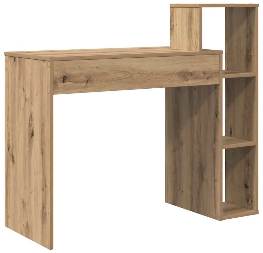 Asztal polcokkal kézműves tölgy 100 x 40 x 90 cm Faanyag
