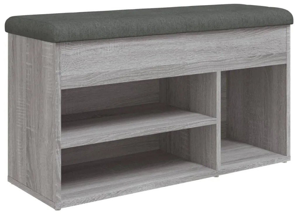 szürke sonoma színű szerelt fa cipőtároló pad 82 x 32 x 45,5 cm