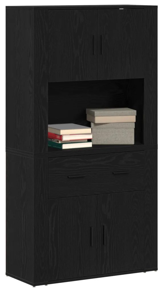 Fekete tölgy Highboard 80x33x150 cm Szerelt fa