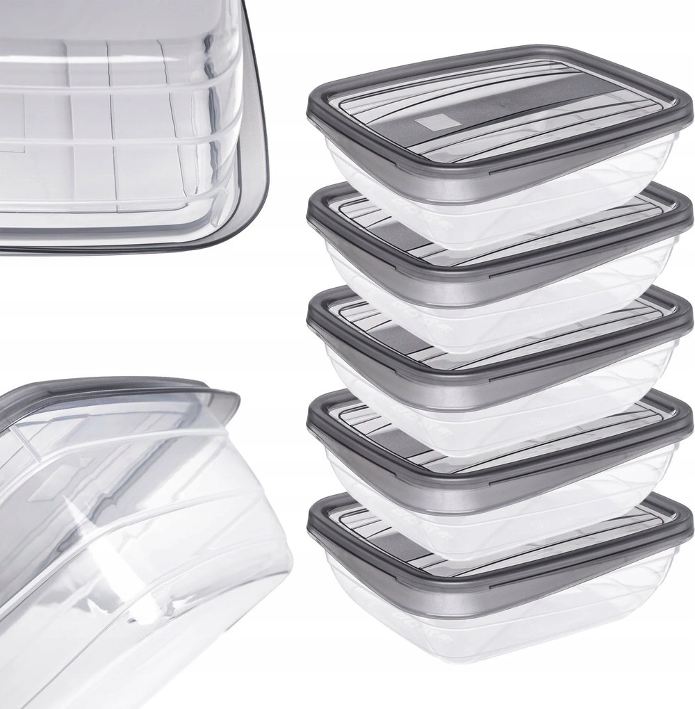 Ételtároló Doboz Uzsonnás Doboz 5 x 0,5L Uzsonnás Doboz Fedéllel Szett