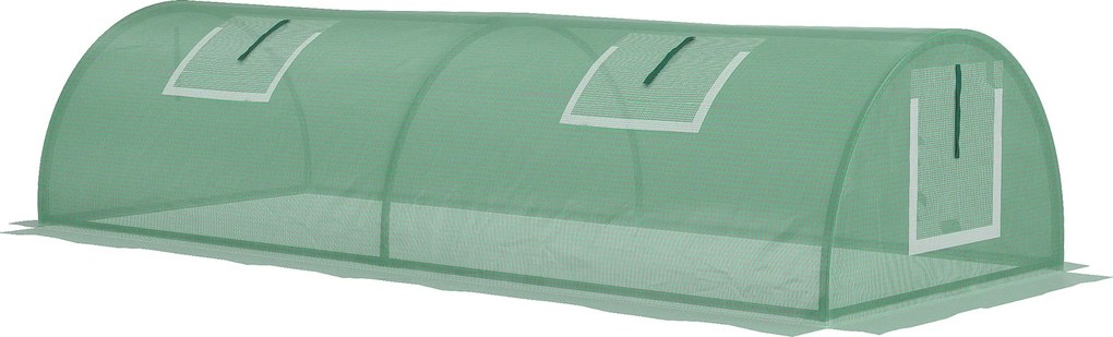 Outsunny Üvegház Rolós Ablakkal, Télálló Acélvázú, Vízálló Kertészeti Üvegház Erkélyre Paradicsomház UV Védelemmel 200x80x45cm Zöldség Üvegház | Aosom