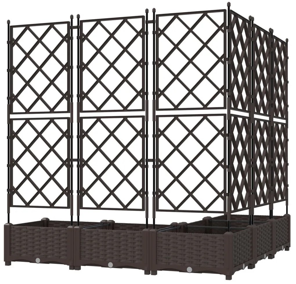 Kerti Virágágyás Trellis-szel 5 db Barna 120x120x125,5 cm