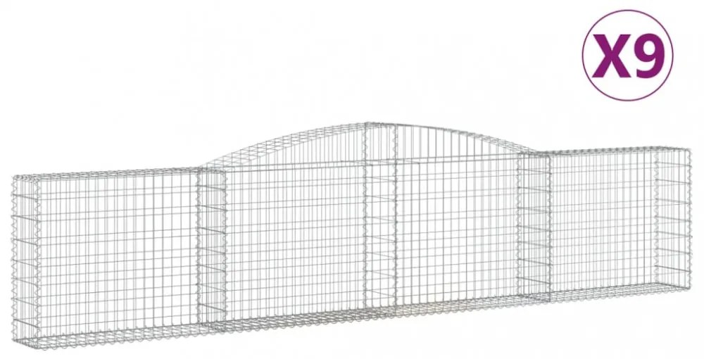 vidaXL 9 db íves horganyzott vas gabion kosár 400x30x80/100 cm