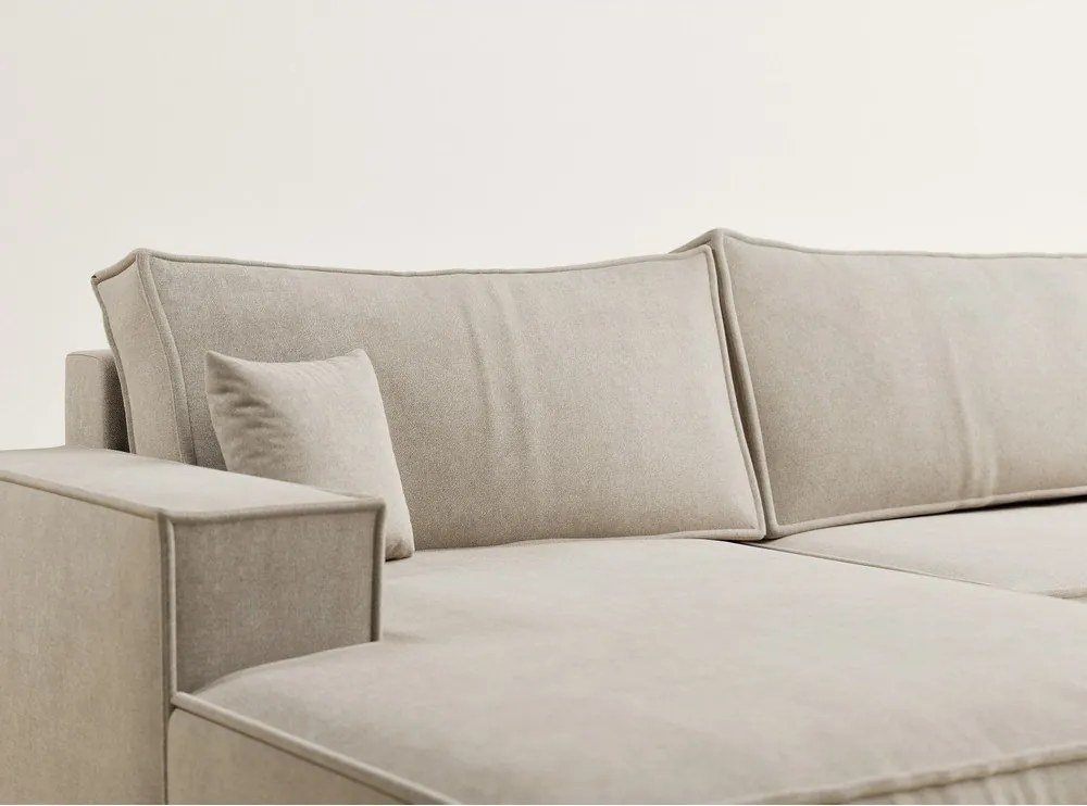 Bézs zsenília kinyitható-tárolóhelyes sarokkanapé (U alakú) Kyoto – Maison de Rêve