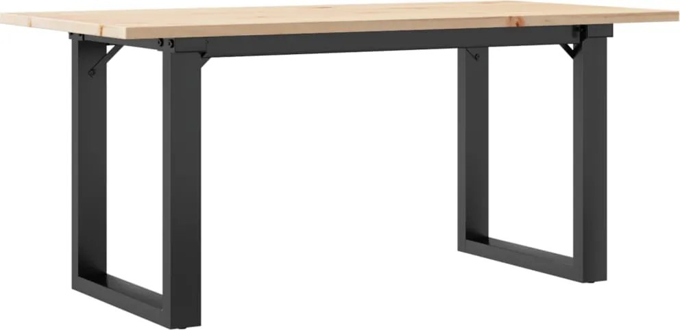 vidaXL tömör fenyőfa és acél dohányzóasztal O-vázzal 100x50x45 cm