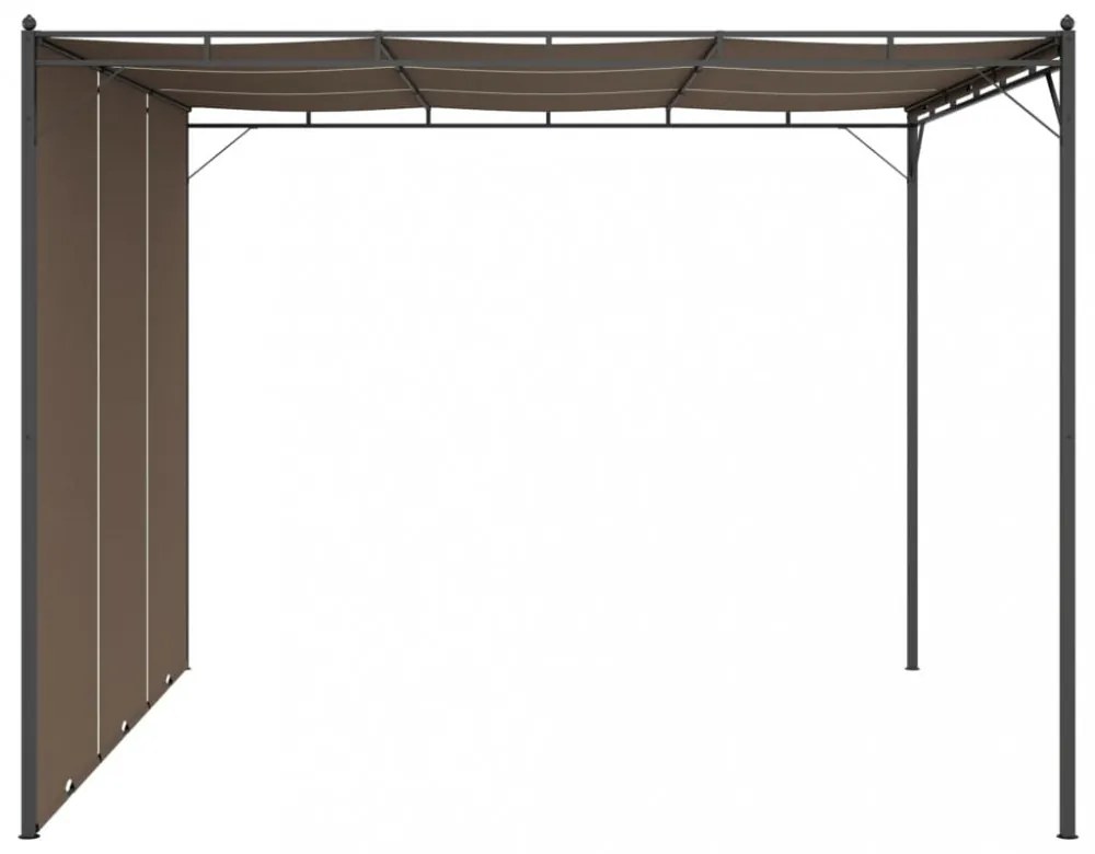 tópszínű kerti pavilon oldalfüggönnyel 3 x 3 x 2,25 m