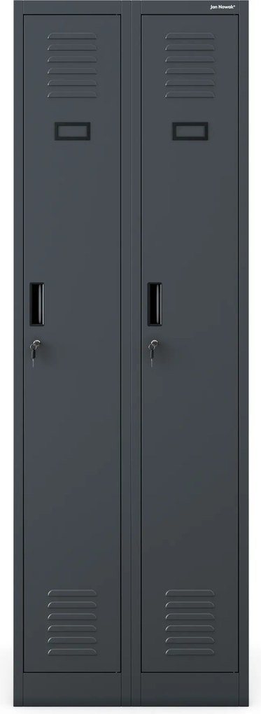 Fém kétrekeszes munkavállalói szekrény antracit: KACPER II, 600 x 1800 x 500 mm