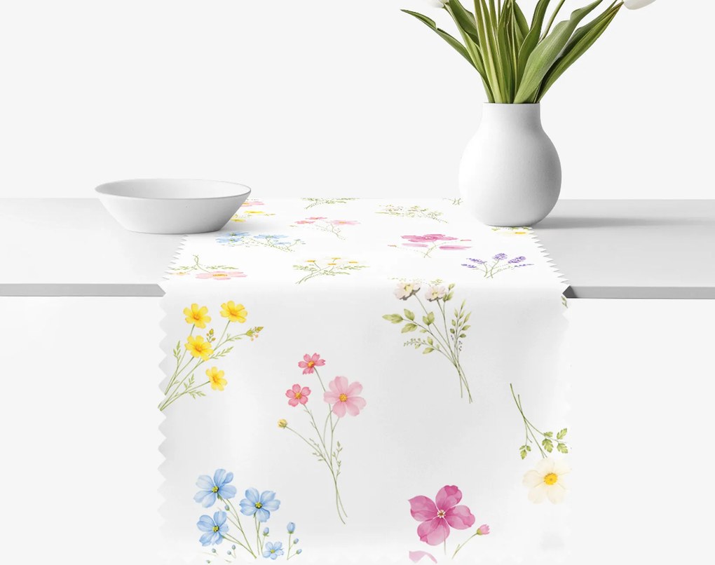 Goldea teflonbevonatú asztali futó - virágoskert 35x120 cm