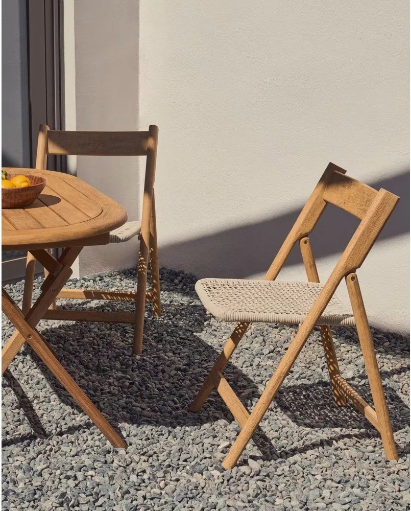 Fehér-natúr színű tömörfa kerti szék Dandara – Kave Home