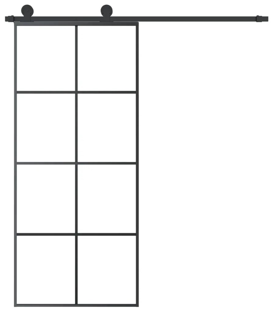 ESG üveg és alumínium tolóajtó fémszerelvény-szettel 90x205 cm