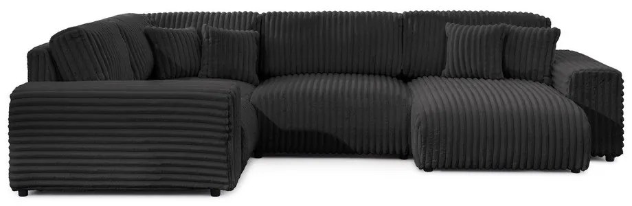 Sötétszürke kordbársony sarokkanapé (bal oldali-U alakú) Justin – Ropez