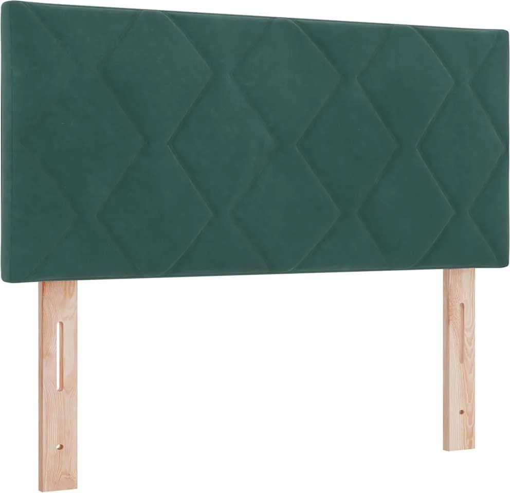 vidaXL LED ágytámla Sötétzöld 90 cm Műbőr