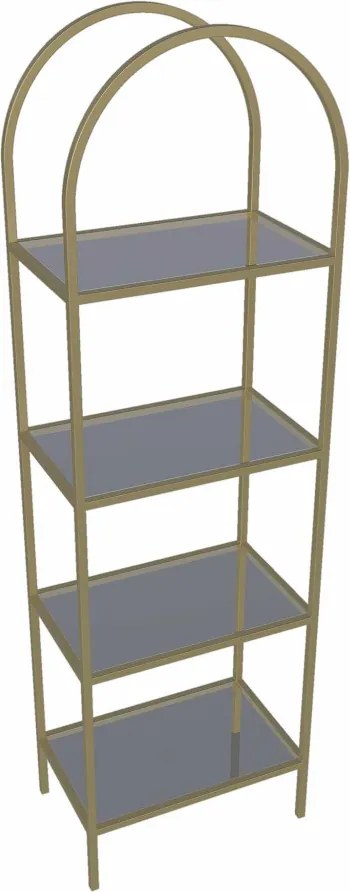 Fém könyvespolc, arany-átlátszó, 47 cm